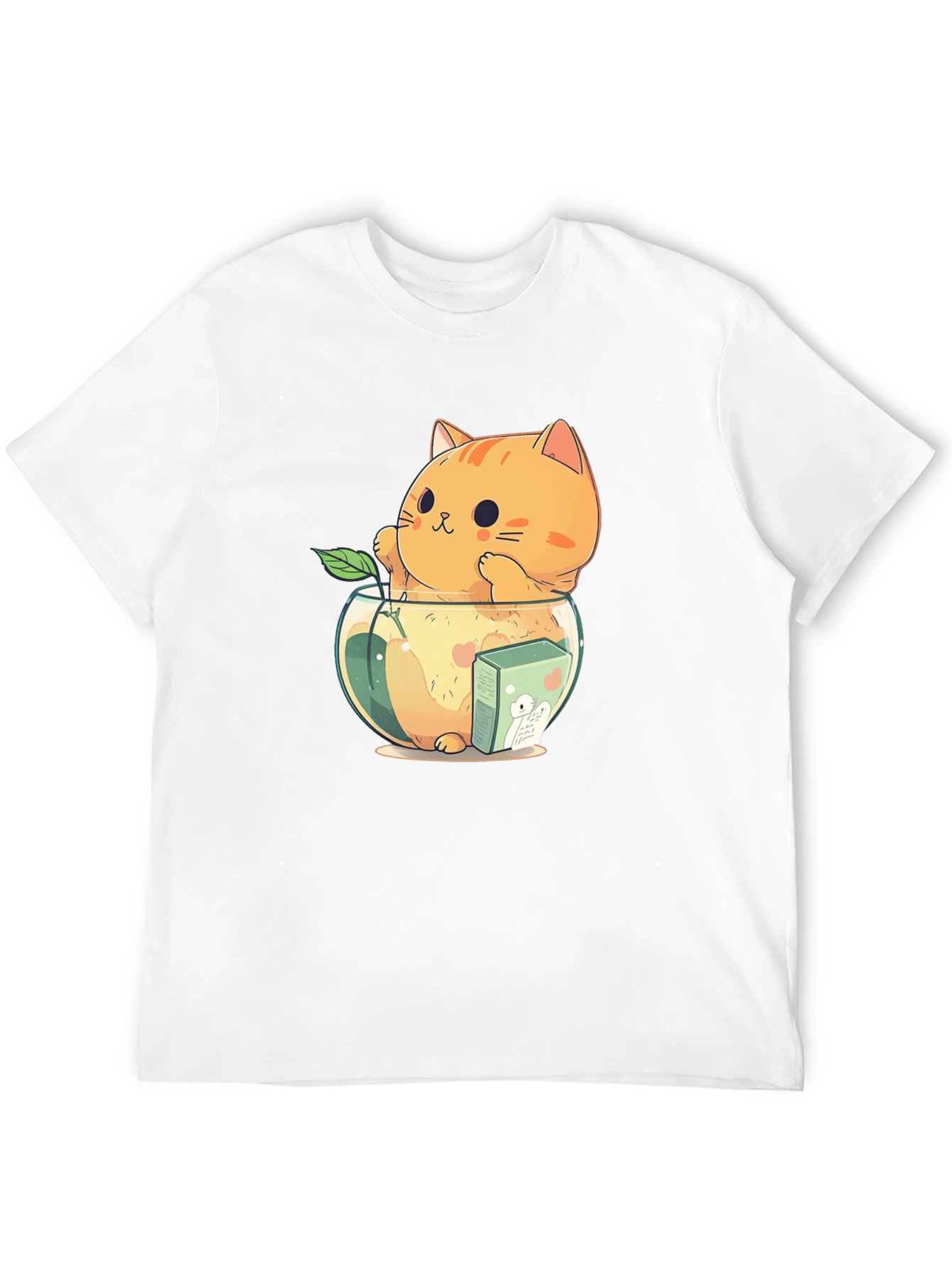 Cute Cat in Fishbowl Graphic T-Shirt
