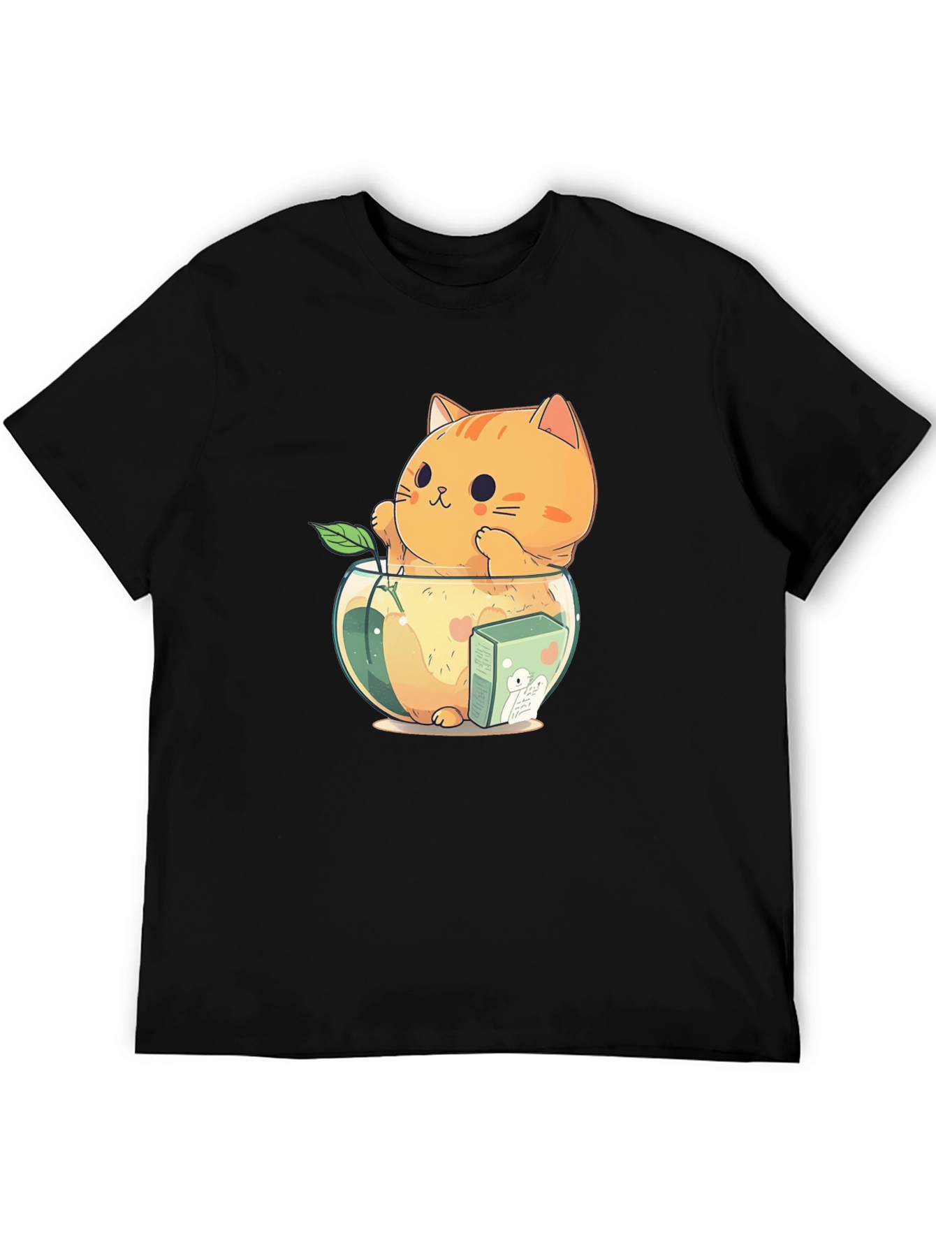 Cute Cat in Fishbowl Graphic T-Shirt