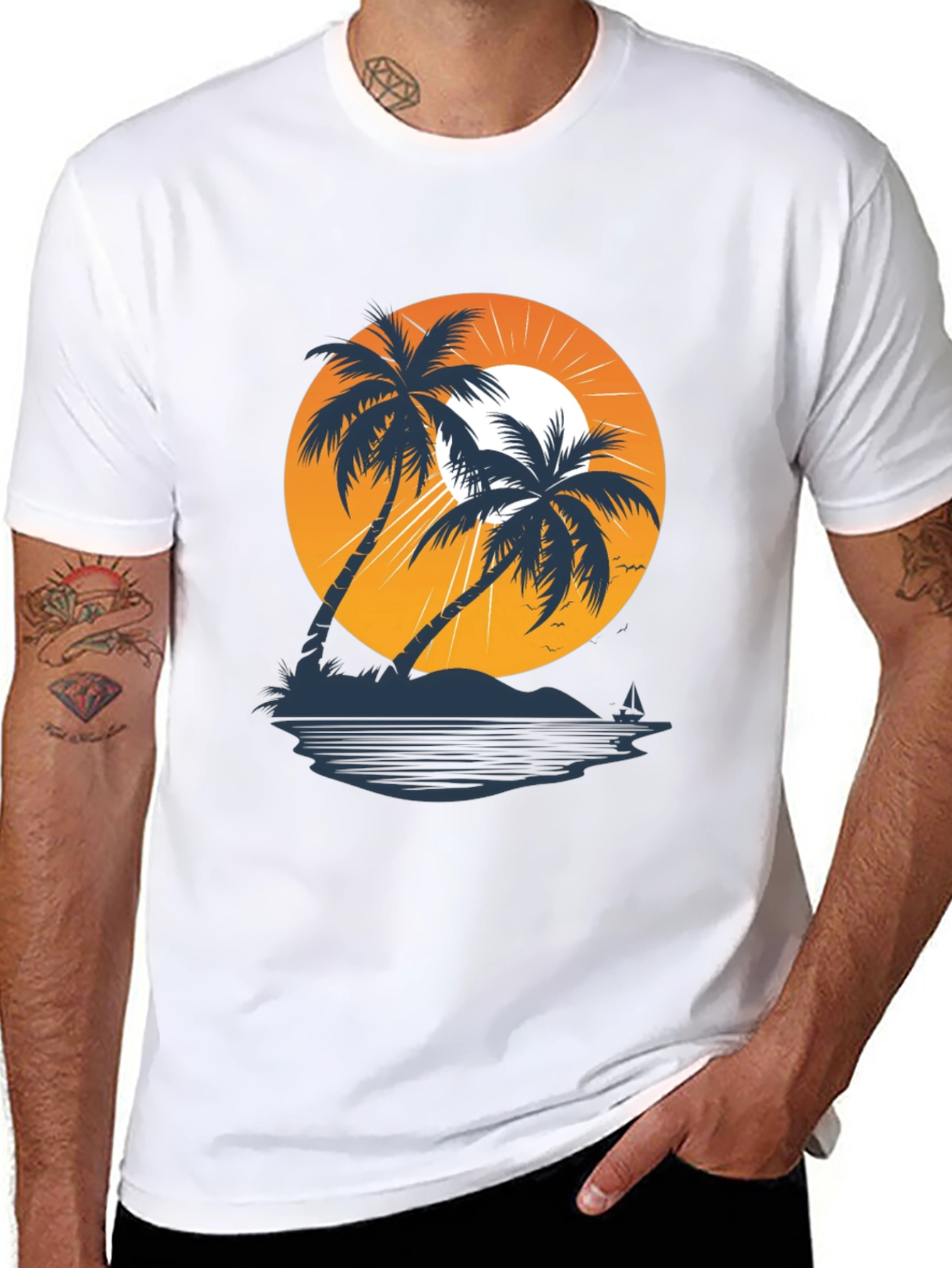 Sunset Palm Tree Graphic T-Shirt