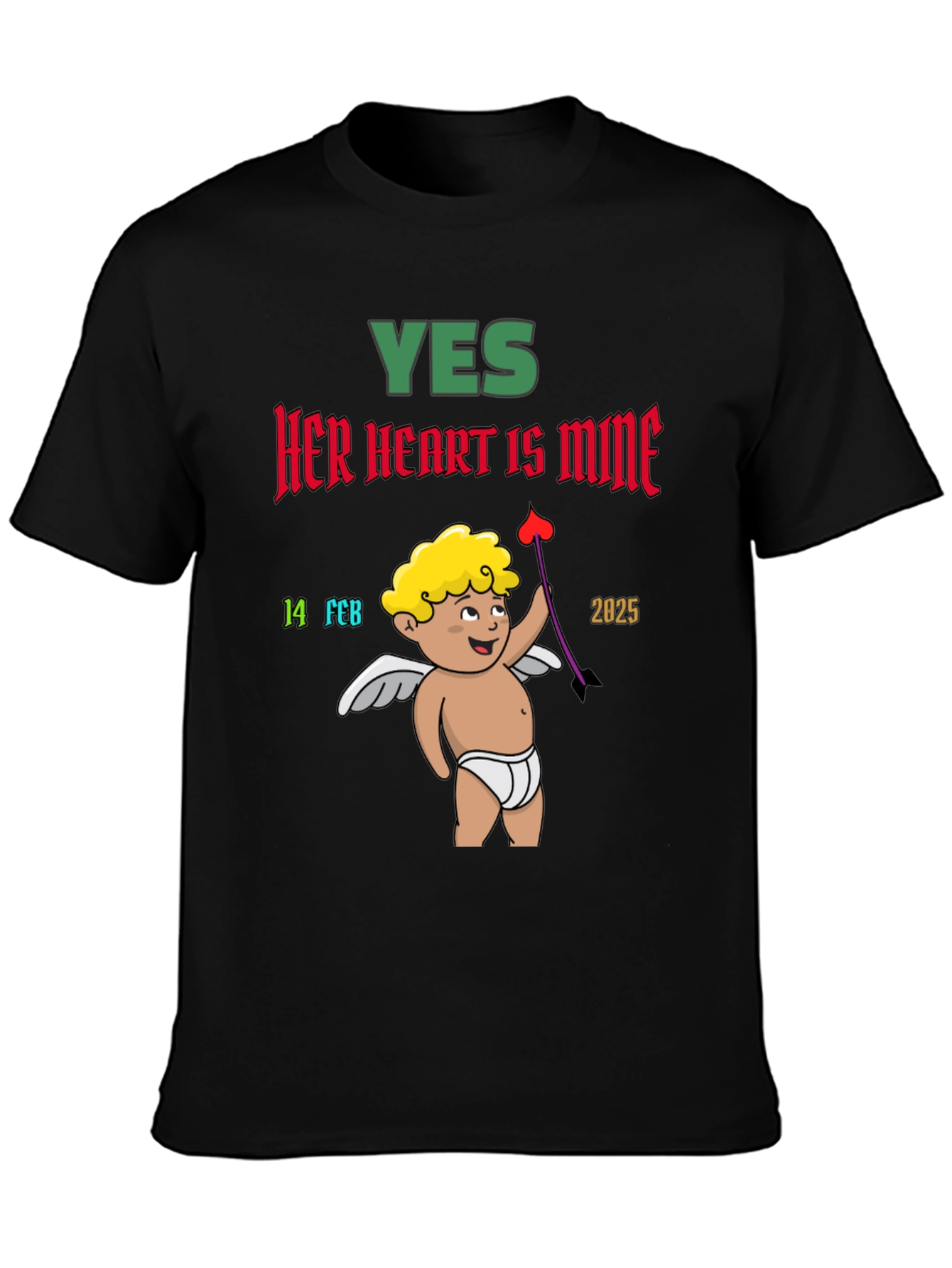 Yes Her Heart is Mine Cupid Valentines T-Shirt