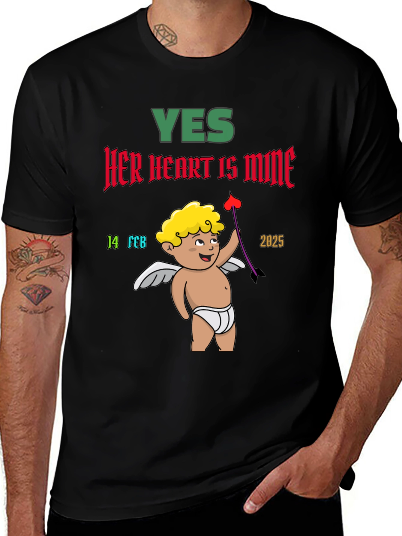 Yes Her Heart is Mine Cupid Valentines T-Shirt