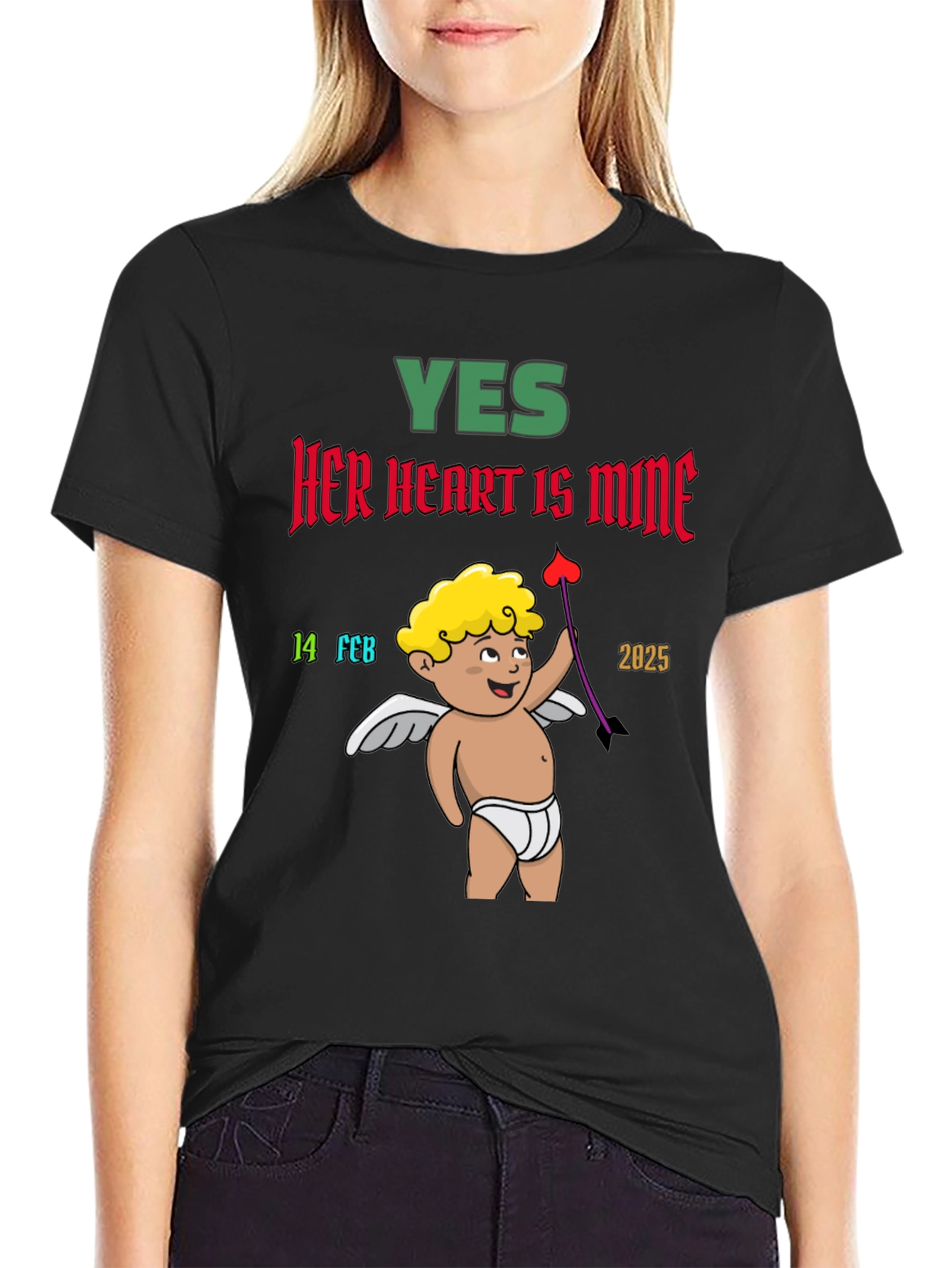 Yes Her Heart is Mine Cupid Valentines T-Shirt