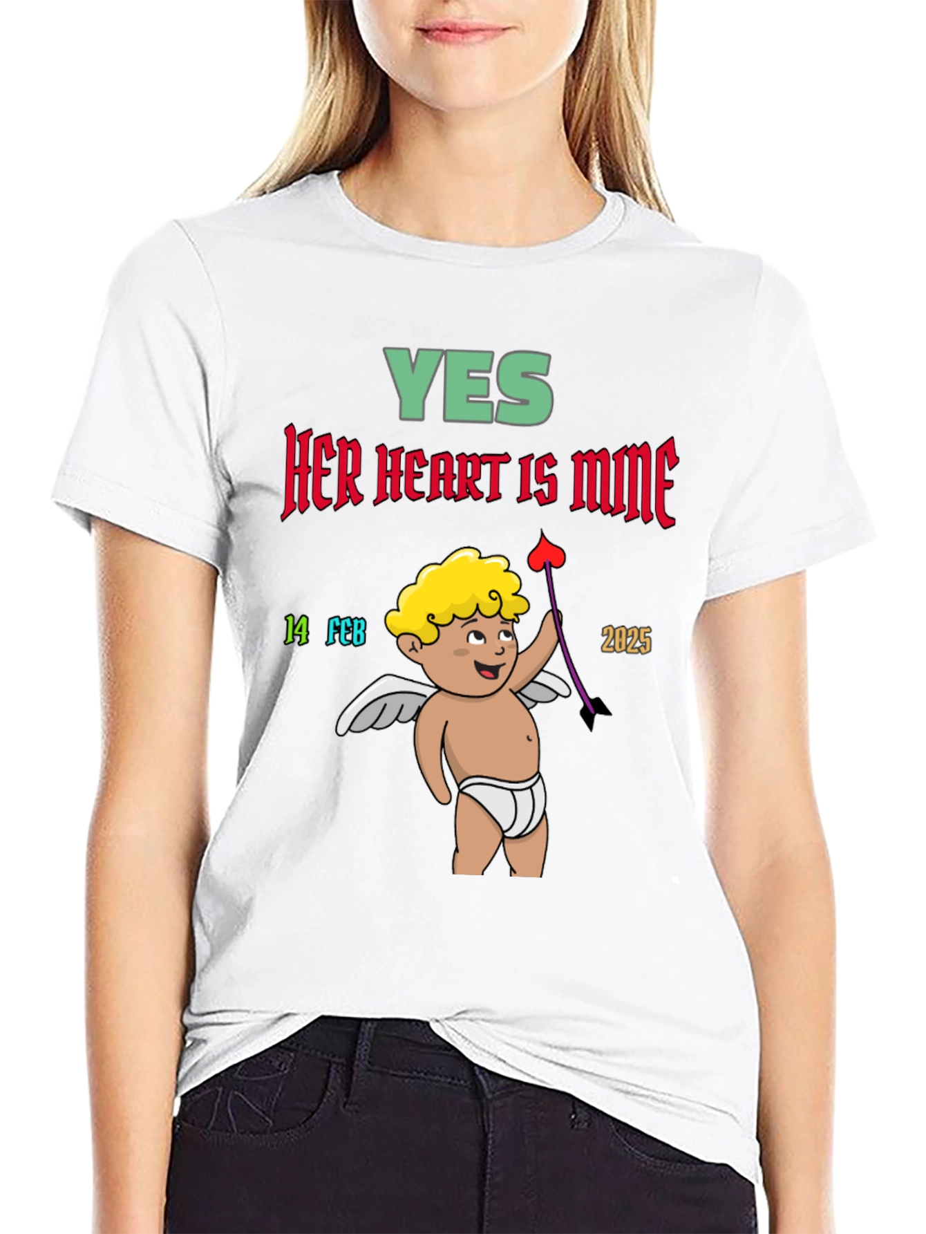 Yes Her Heart is Mine Cupid Valentines T-Shirt