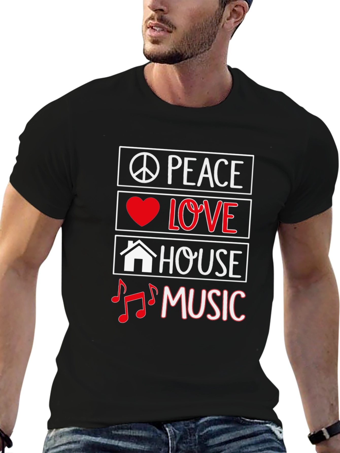 Peace Love House Music Graphic Tee