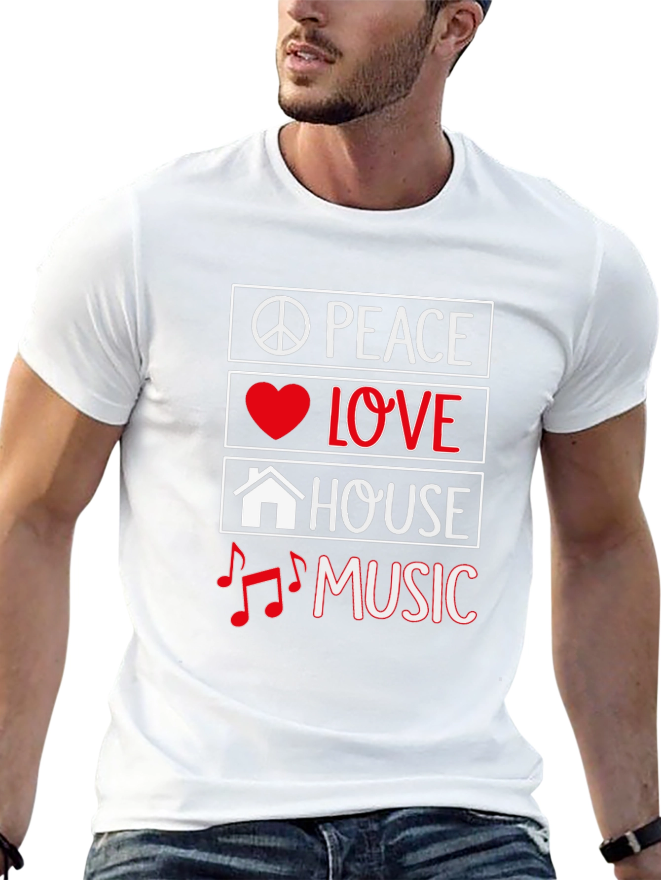 Peace Love House Music Graphic Tee