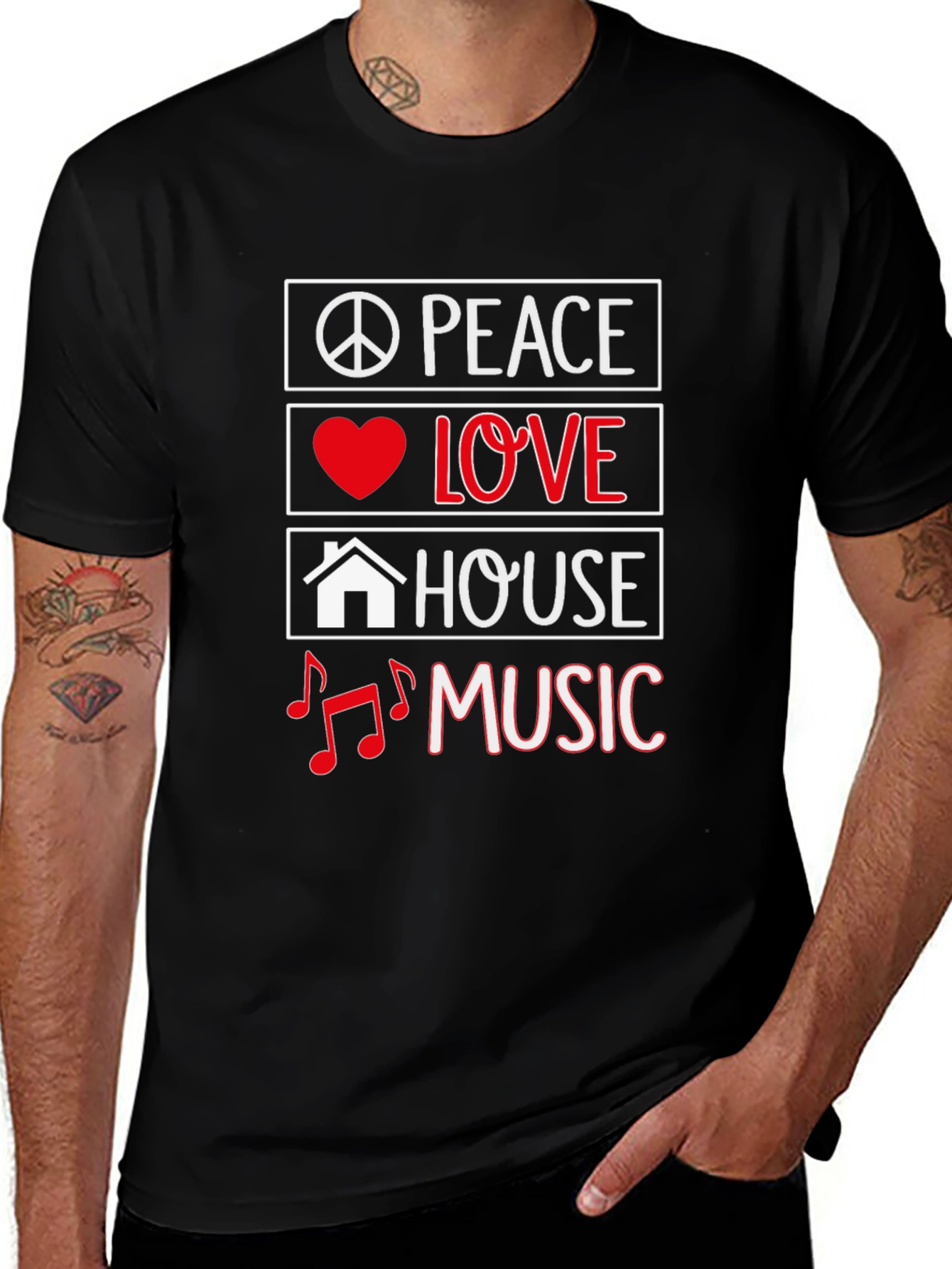 Peace Love House Music Graphic Tee