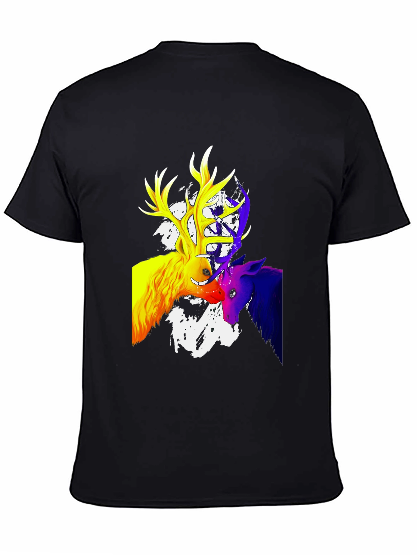 Vibrant Deer Graphic T-Shirt - Mens Black Tee