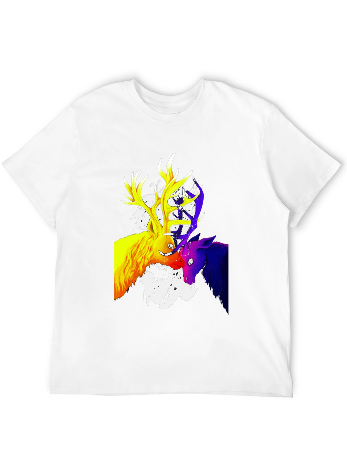 Vibrant Deer Graphic T-Shirt - Mens Black Tee
