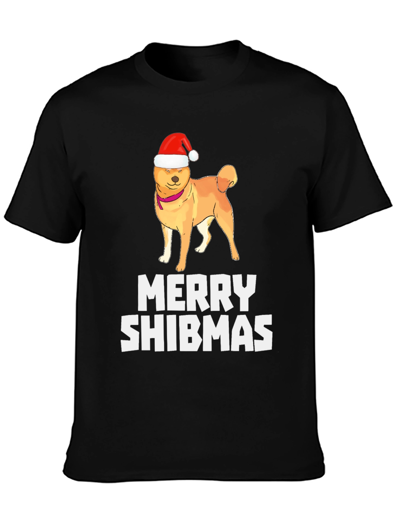 Merry Shibmas T-Shirt: Dog in Santa Hat