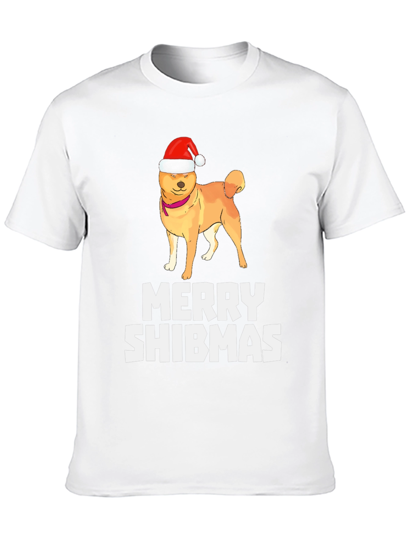 Merry Shibmas T-Shirt: Dog in Santa Hat