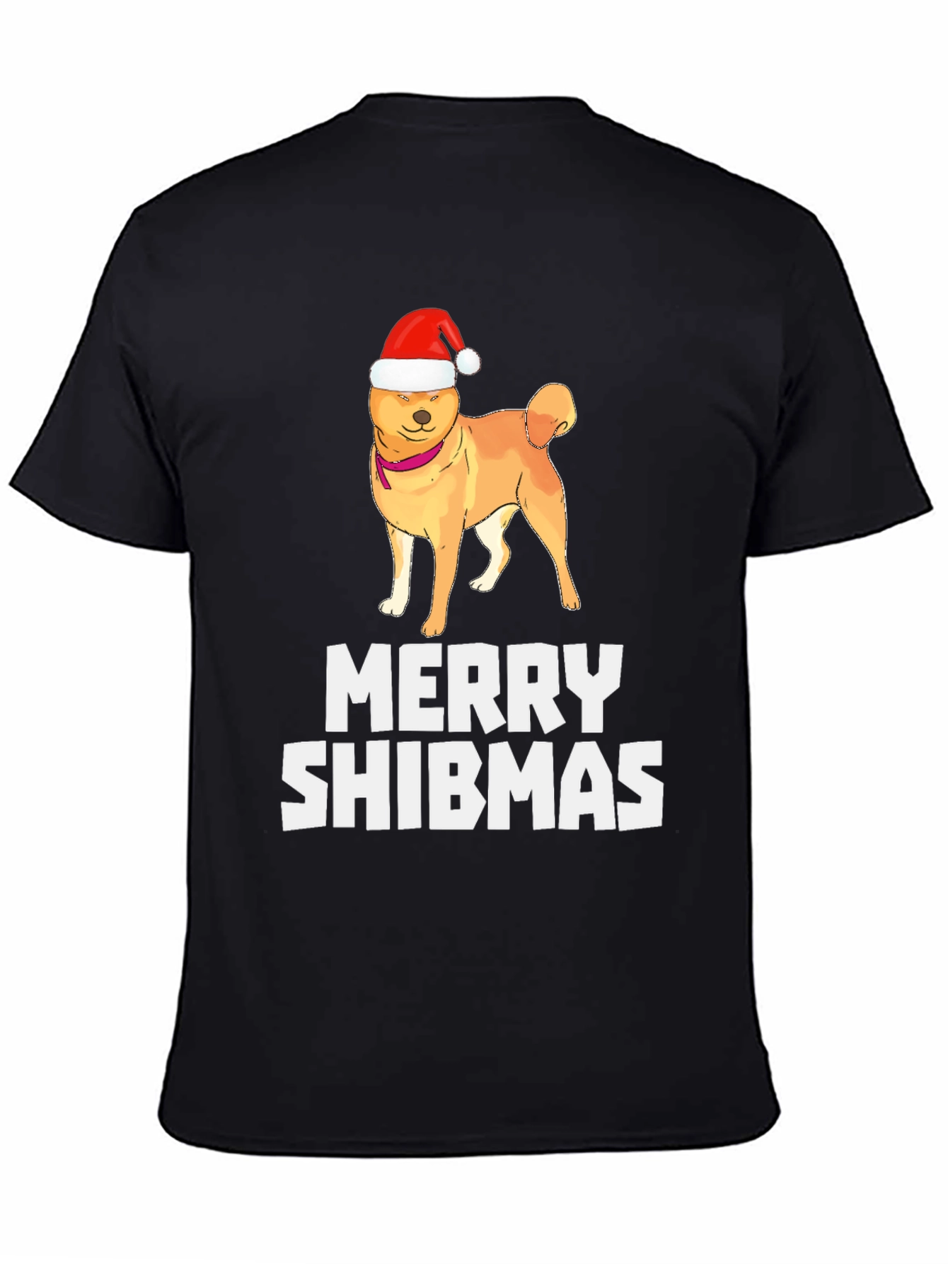 Merry Shibmas T-Shirt: Dog in Santa Hat