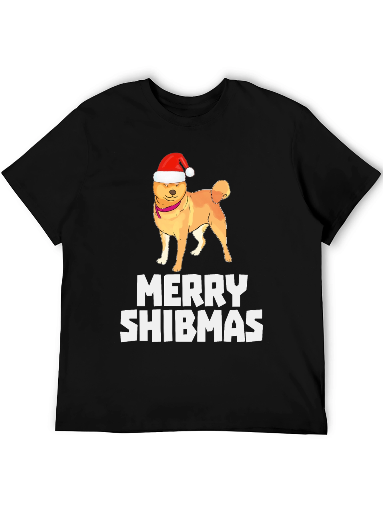 Merry Shibmas T-Shirt: Dog in Santa Hat