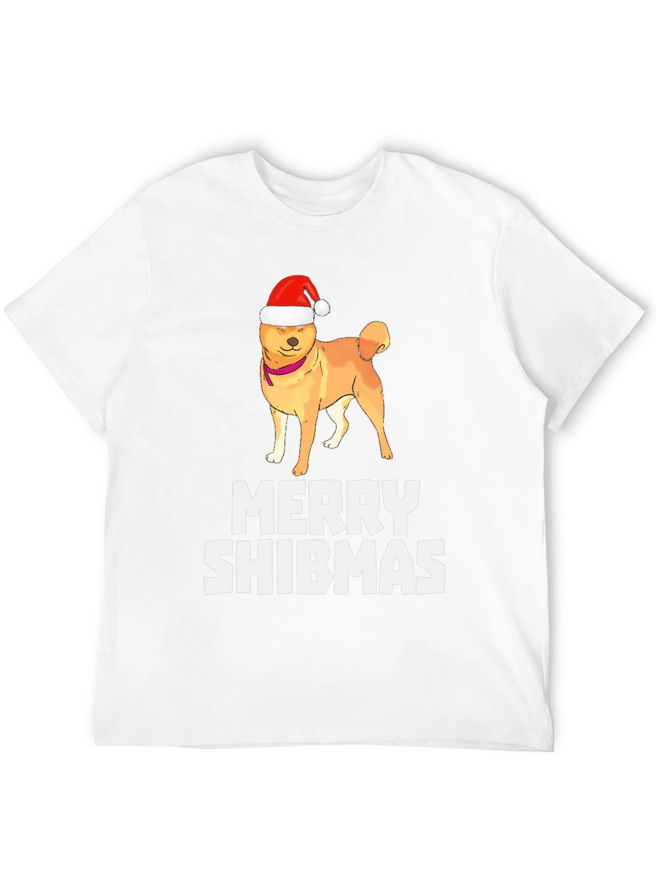 Merry Shibmas T-Shirt: Dog in Santa Hat