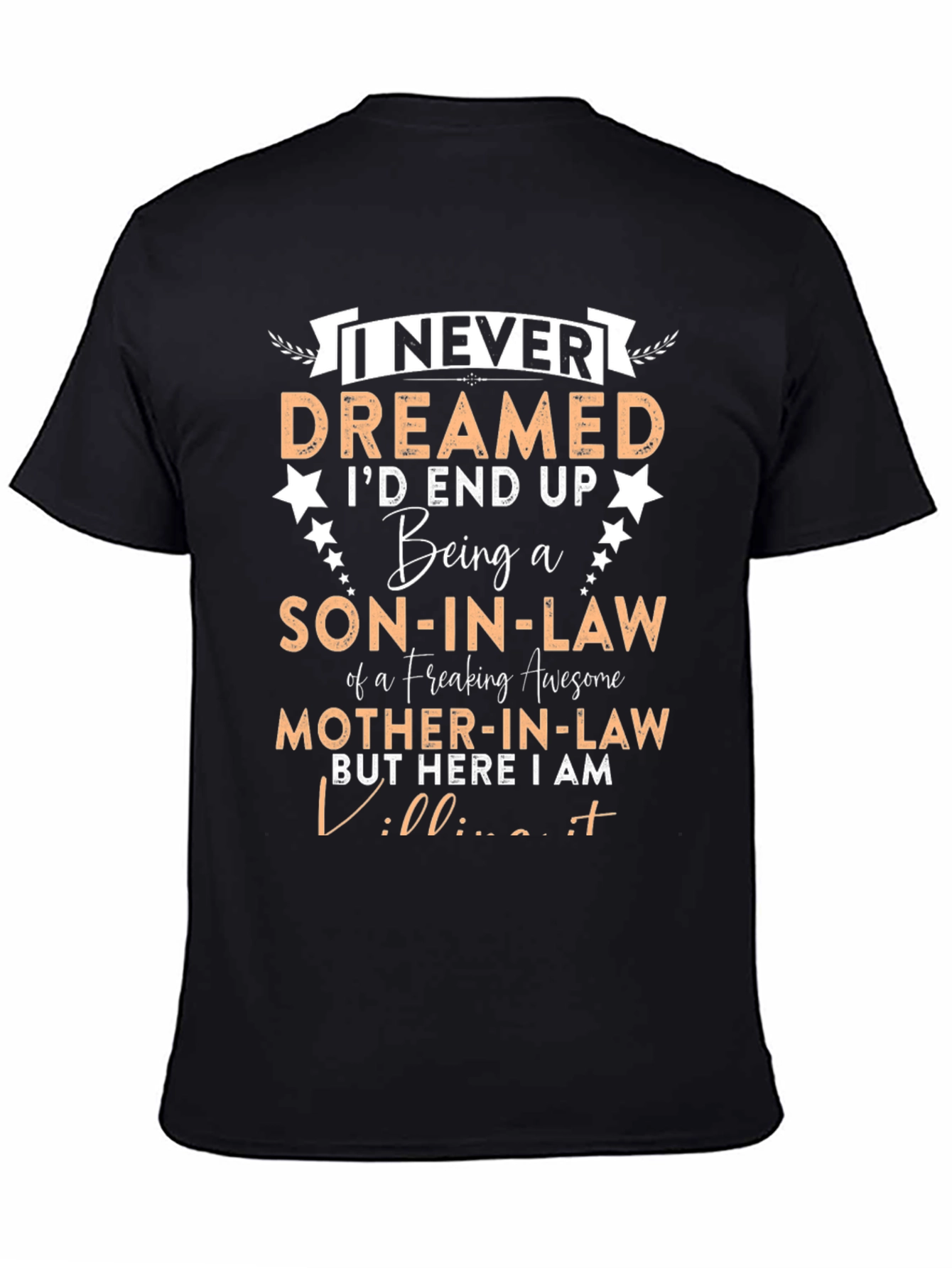 Son-in-Law Freaking Awesome Mother-in-Law Black Graphic T-Shirt