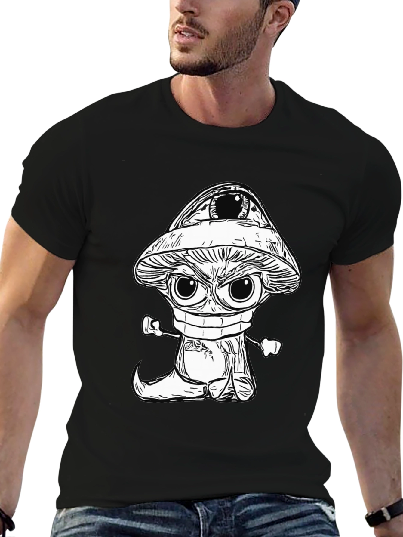 Eye-Catching Cartoon Mushroom Graphic Tee