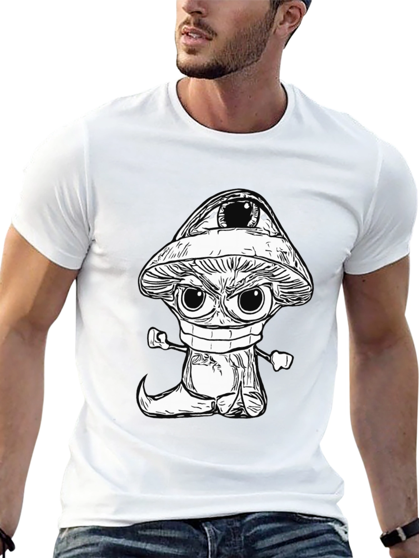 Eye-Catching Cartoon Mushroom Graphic Tee