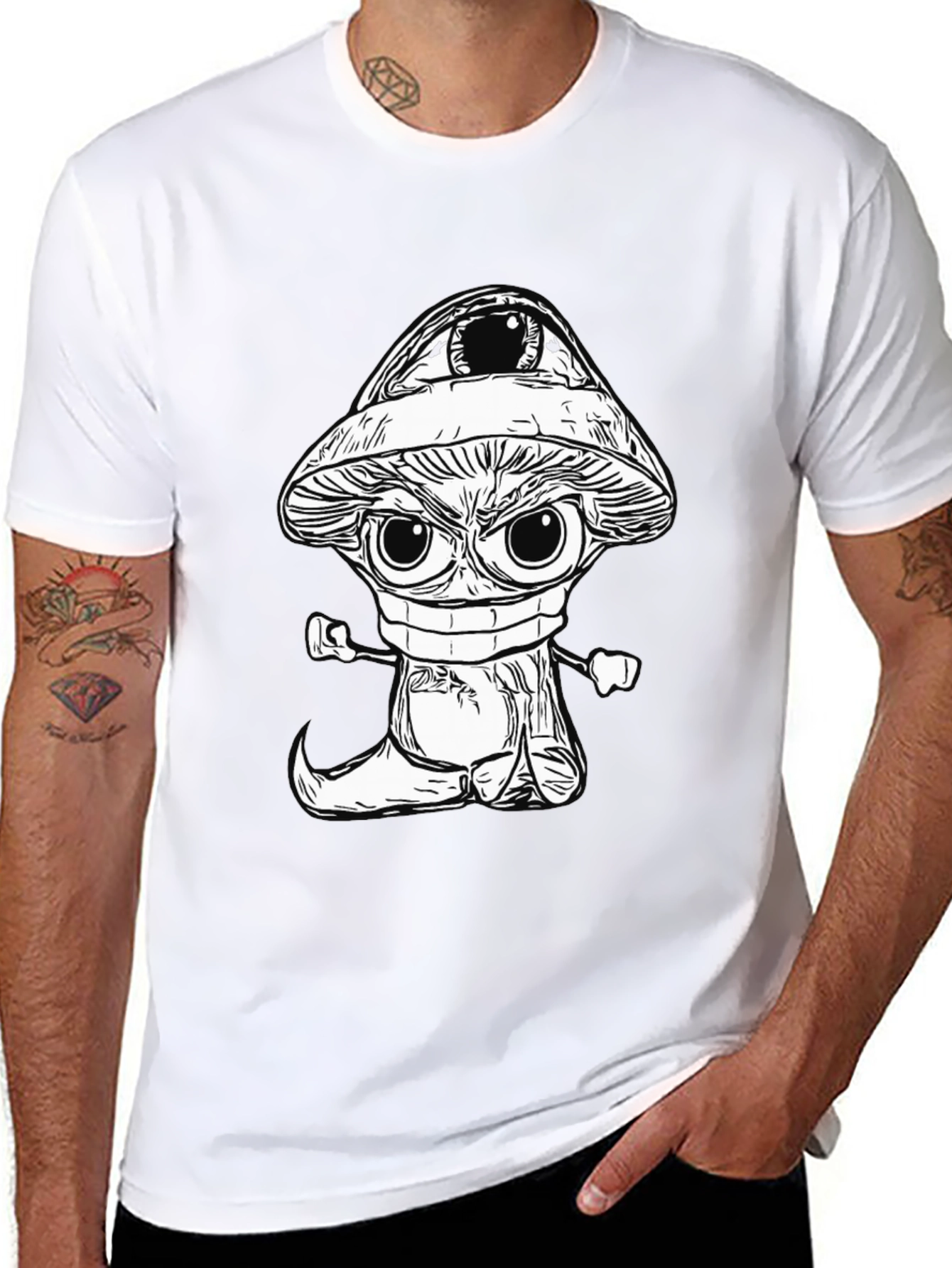Eye-Catching Cartoon Mushroom Graphic Tee