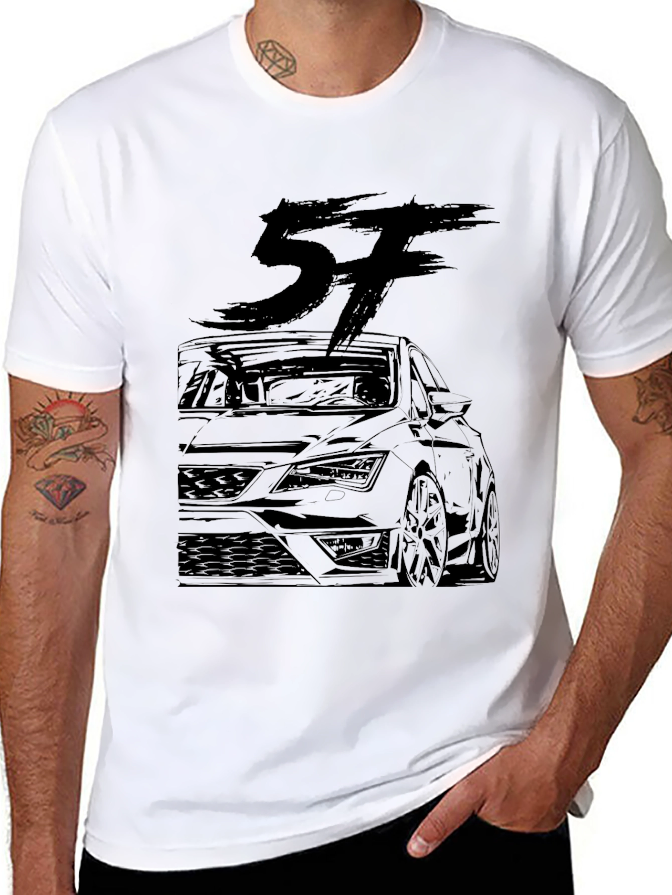 Black Car Graphic T-Shirt - Stylish Automotive Design