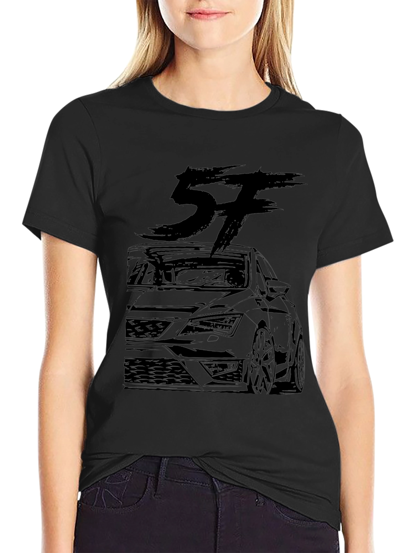 Black Car Graphic T-Shirt - Stylish Automotive Design