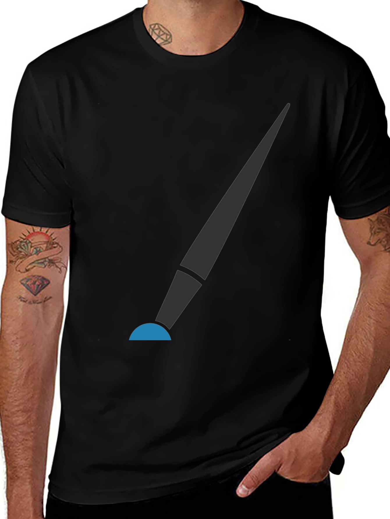 Modern Spotlight Graphic Tee - Sleek Black Cotton Shirt