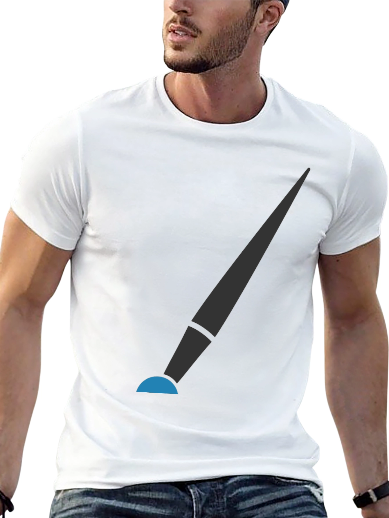 Modern Spotlight Graphic Tee - Sleek Black Cotton Shirt