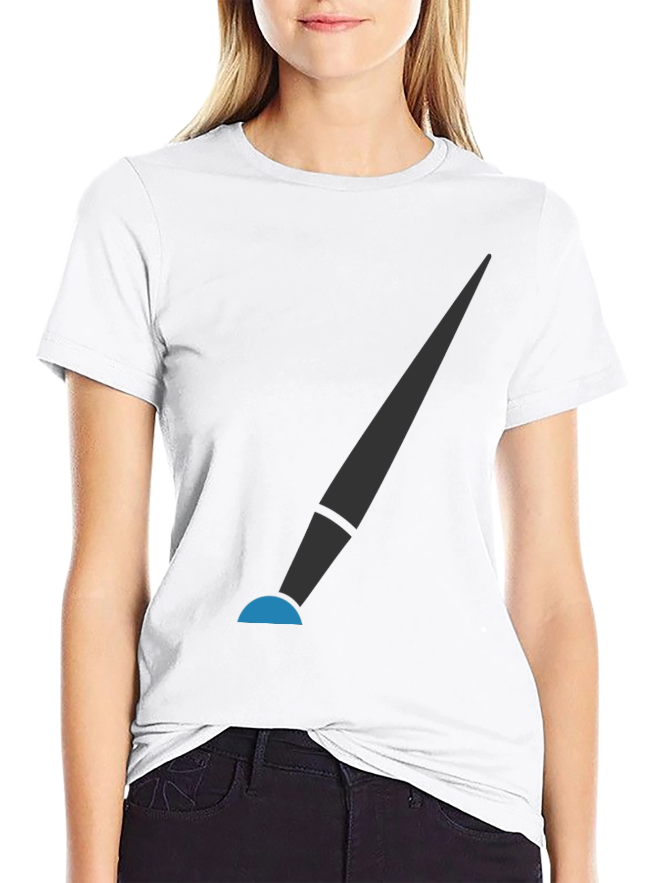 Modern Spotlight Graphic Tee - Sleek Black Cotton Shirt
