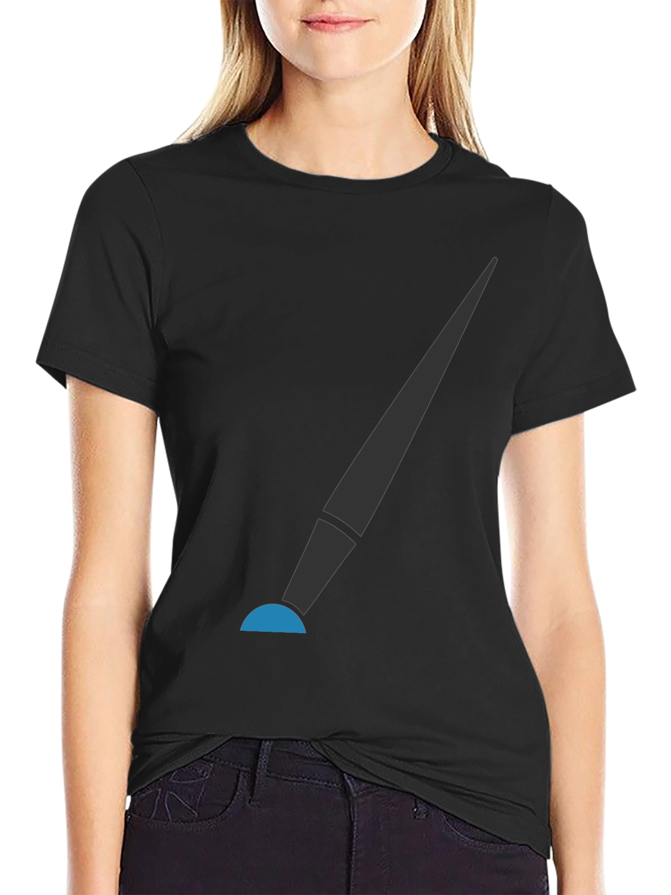 Modern Spotlight Graphic Tee - Sleek Black Cotton Shirt