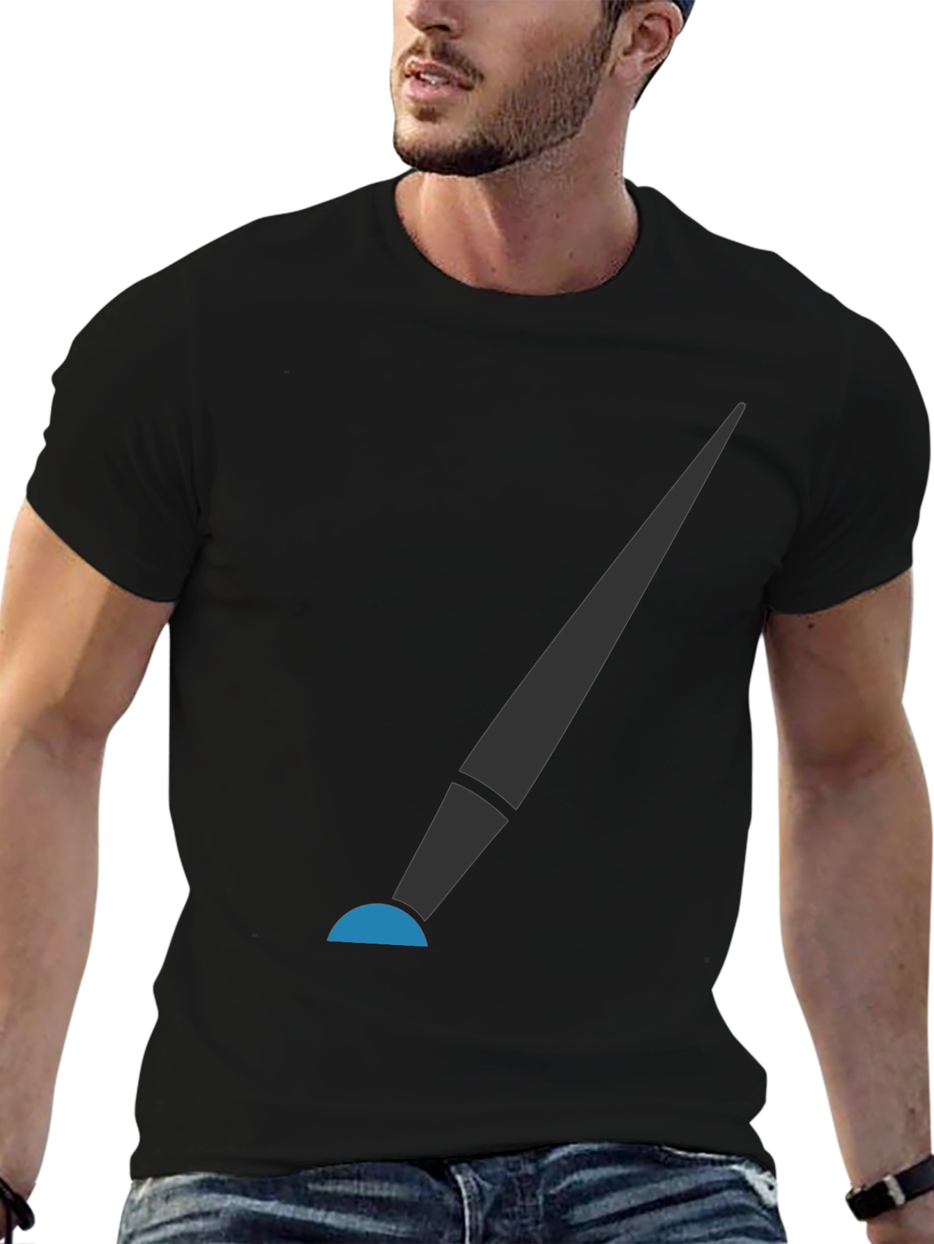 Modern Spotlight Graphic Tee - Sleek Black Cotton Shirt