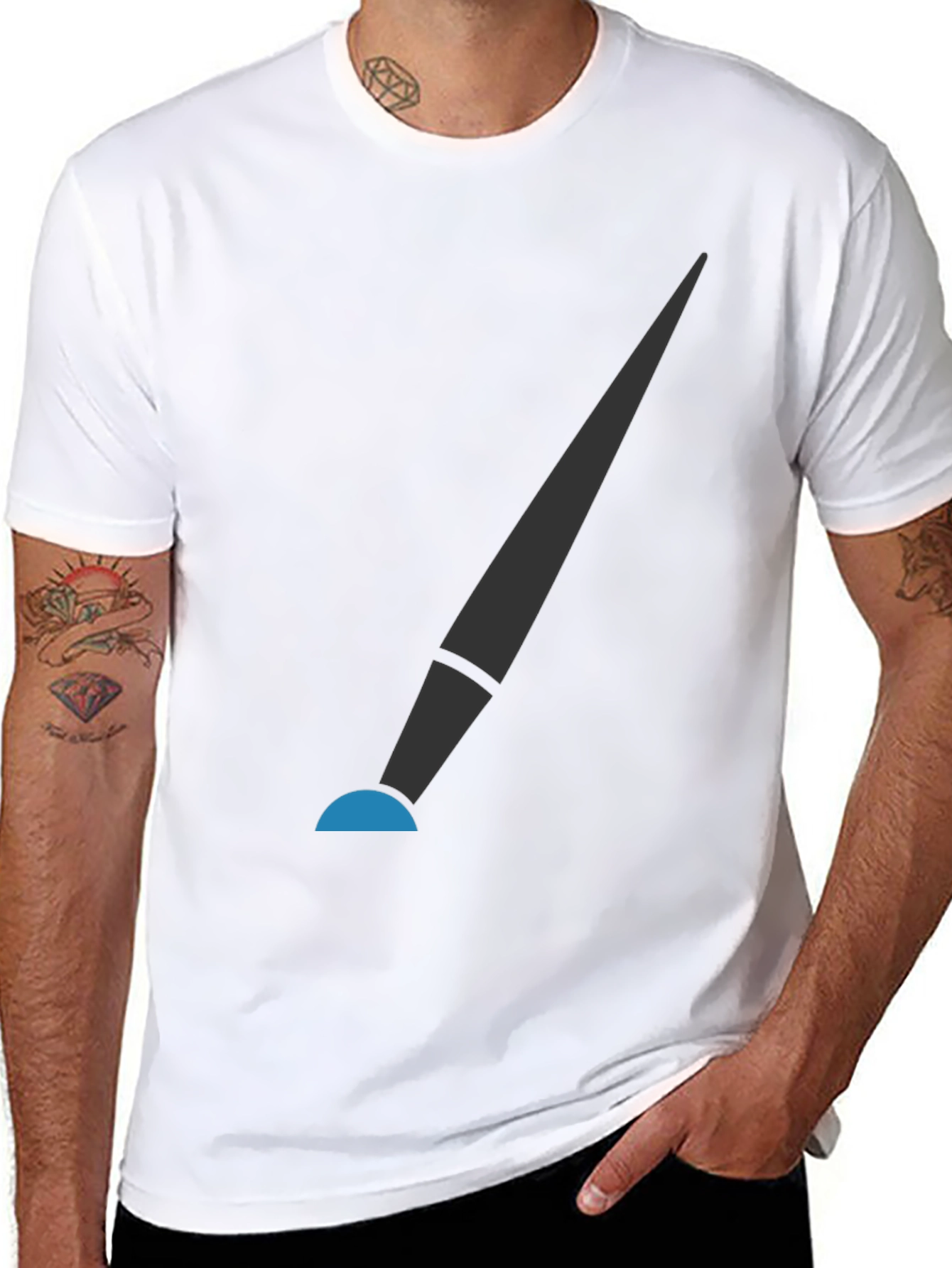 Modern Spotlight Graphic Tee - Sleek Black Cotton Shirt