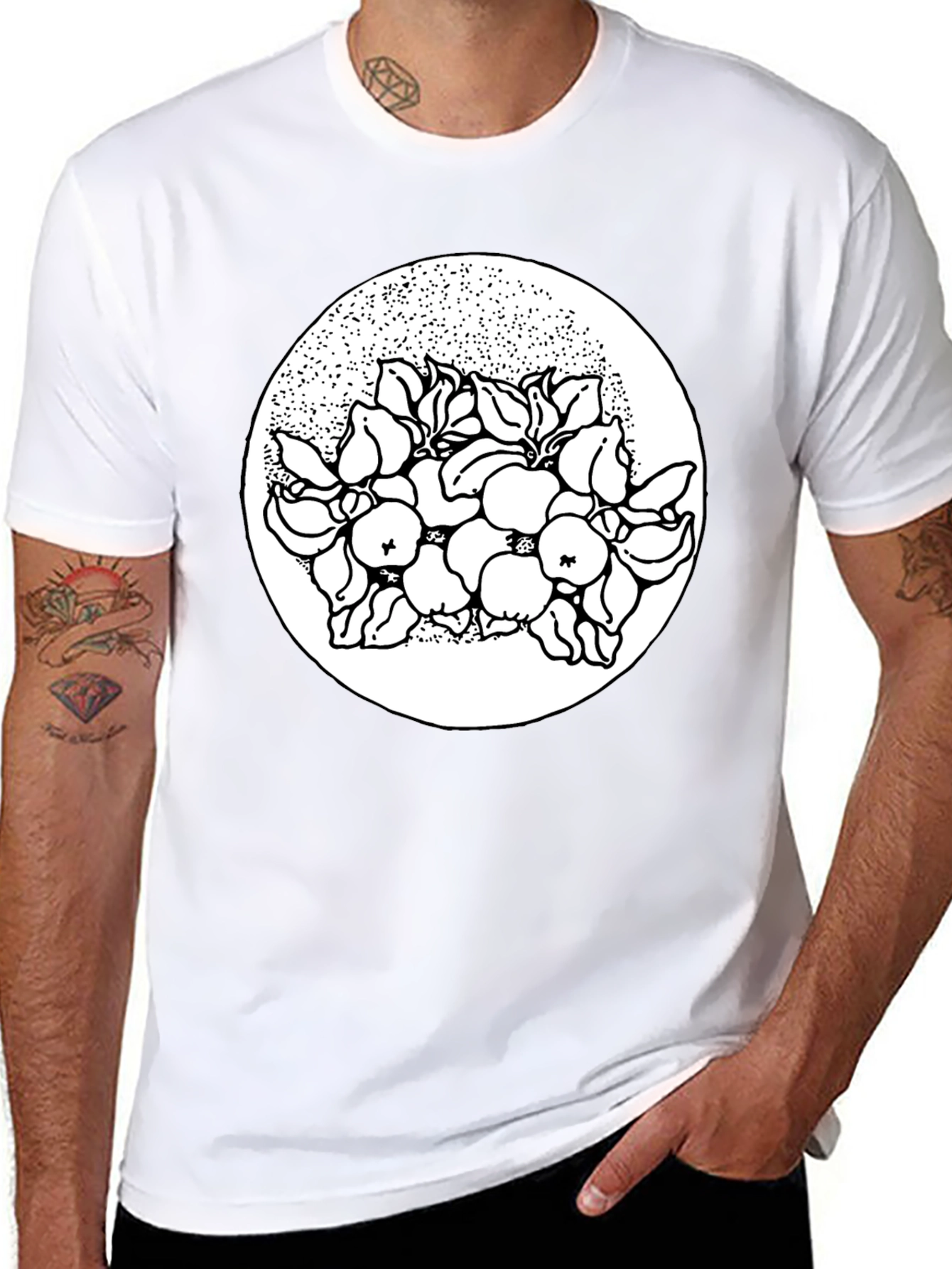 Black Tee with Floral Print Design