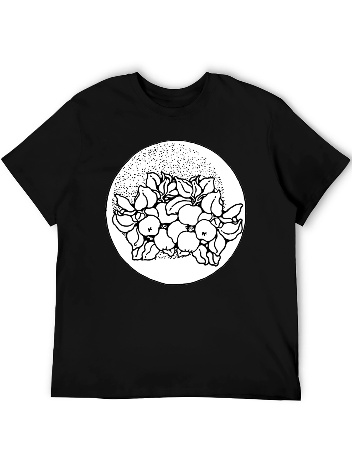 Black Tee with Floral Print Design