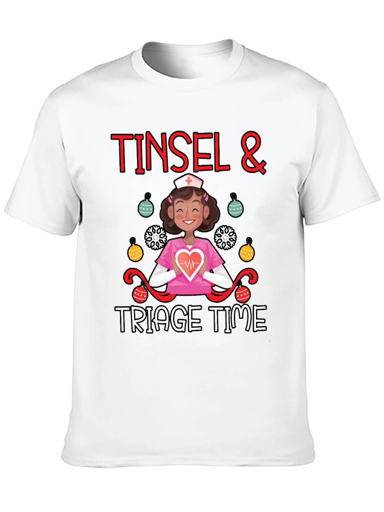 Tinsel & Triage Time Christmas Nurse T-Shirt