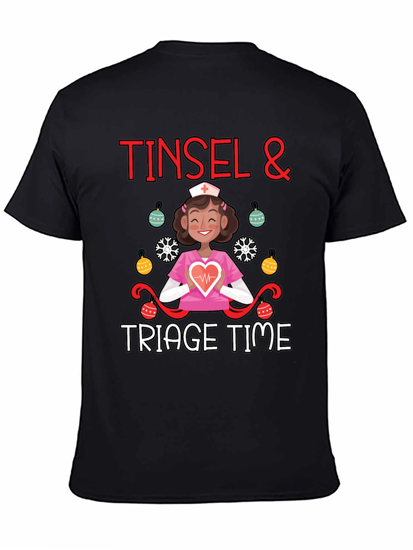 Tinsel & Triage Time Christmas Nurse T-Shirt