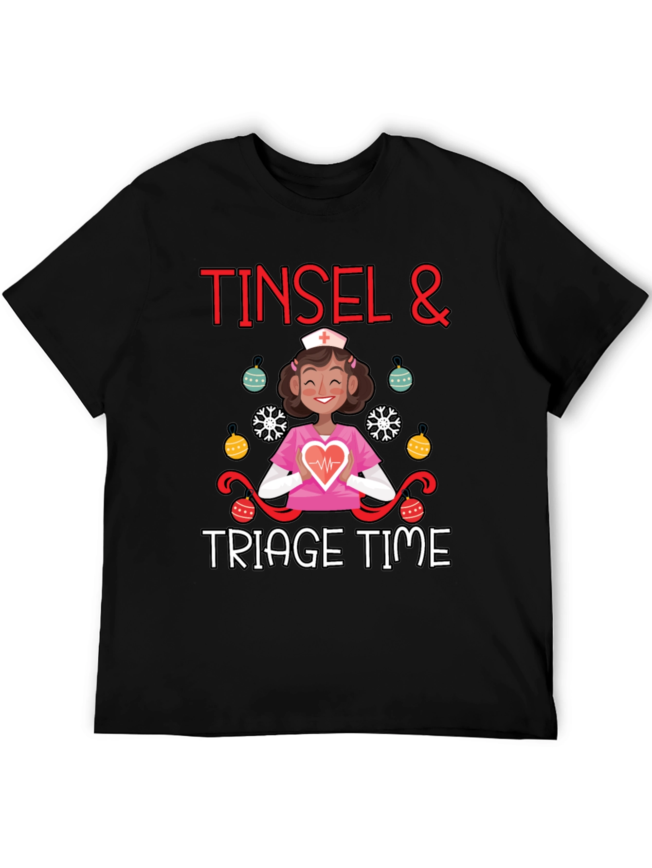 Tinsel & Triage Time Christmas Nurse T-Shirt