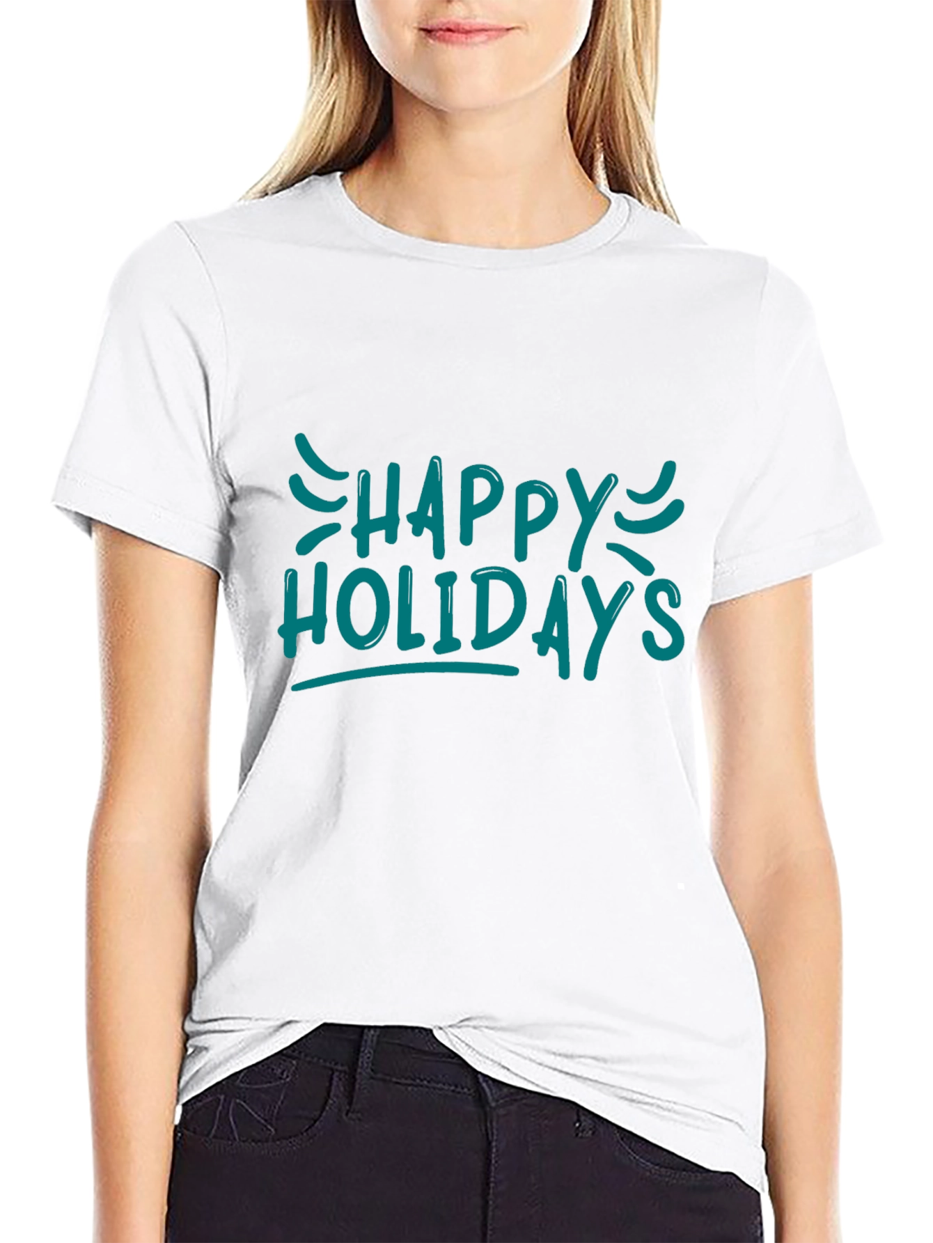 Happy Holidays Graphic Black T-Shirt