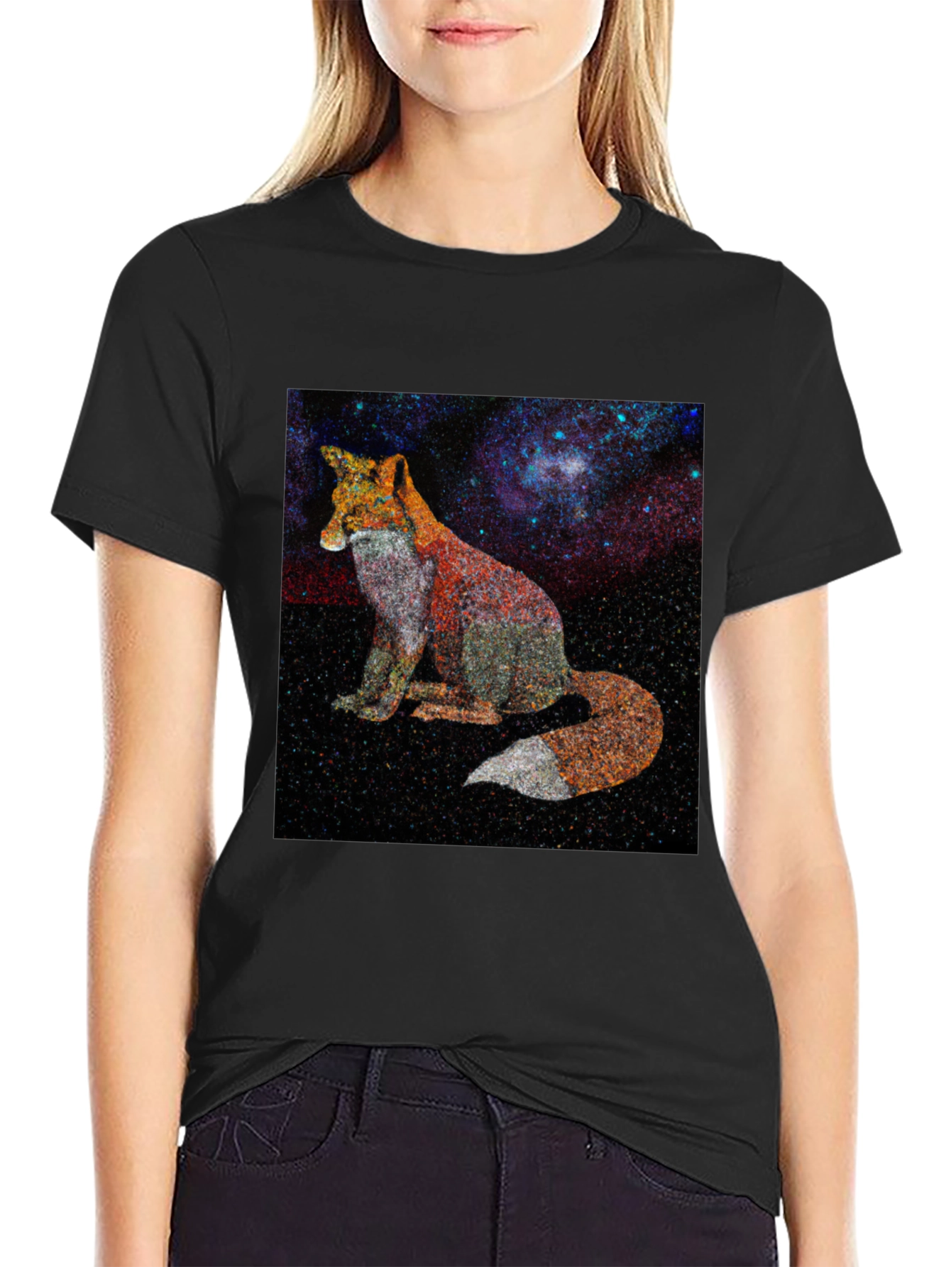 Fox Galaxy Print Graphic Tee