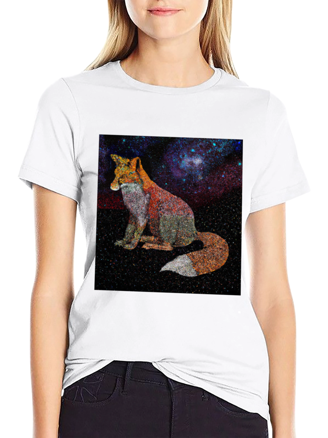 Fox Galaxy Print Graphic Tee