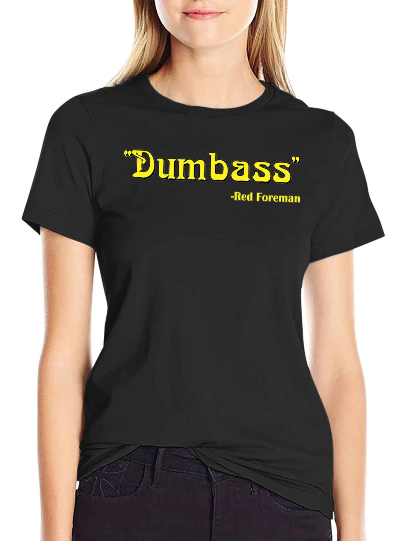 Red Foreman Dumbass Graphic T-Shirt - Black