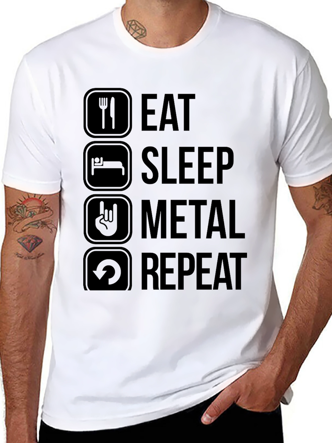 Eat Sleep Metal Repeat Black T-Shirt