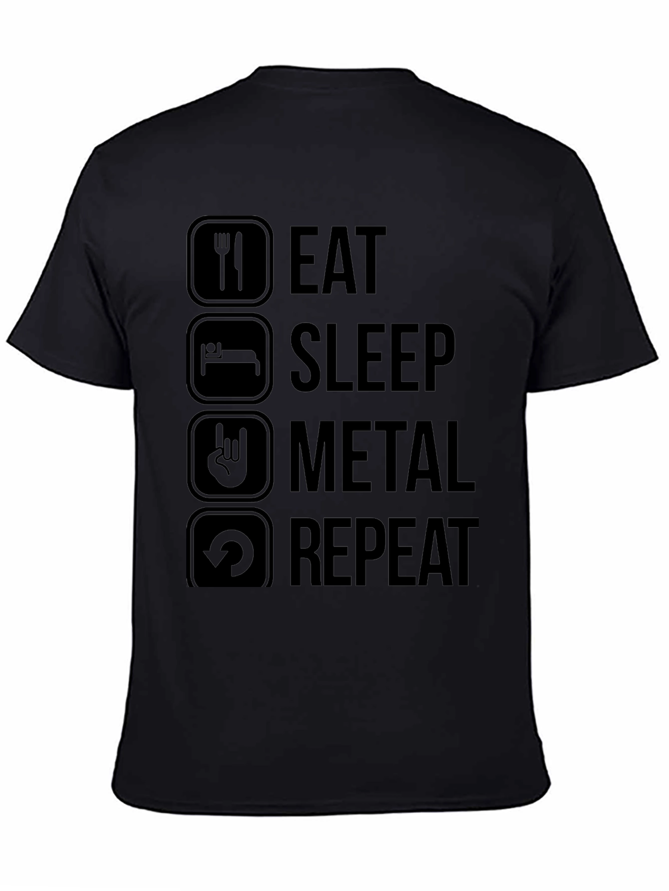Eat Sleep Metal Repeat Black T-Shirt