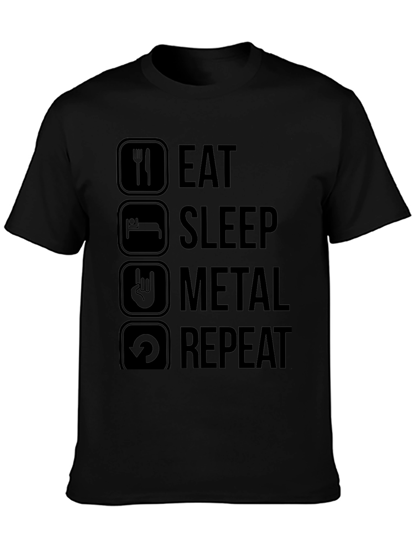 Eat Sleep Metal Repeat Black T-Shirt