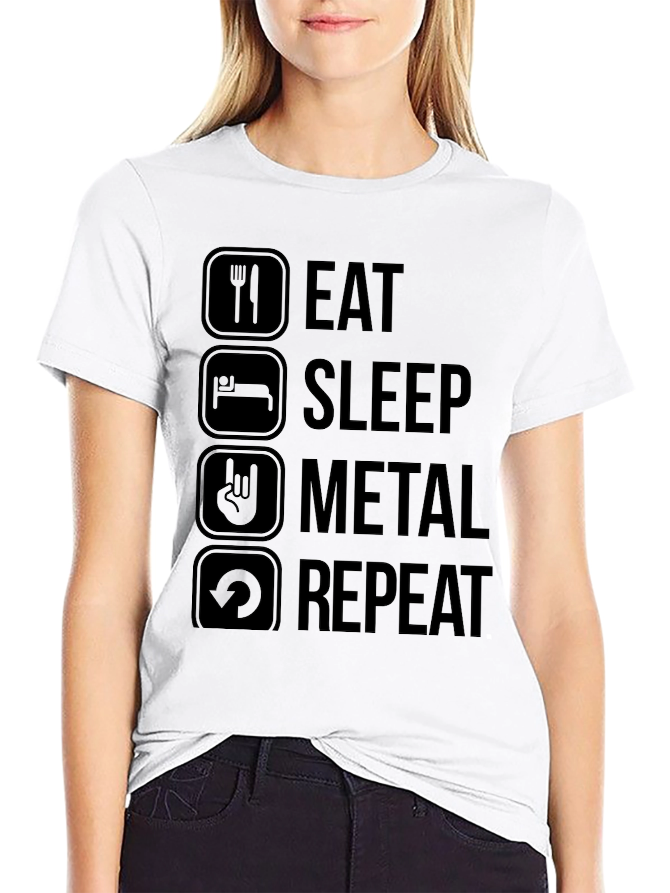 Eat Sleep Metal Repeat Black T-Shirt