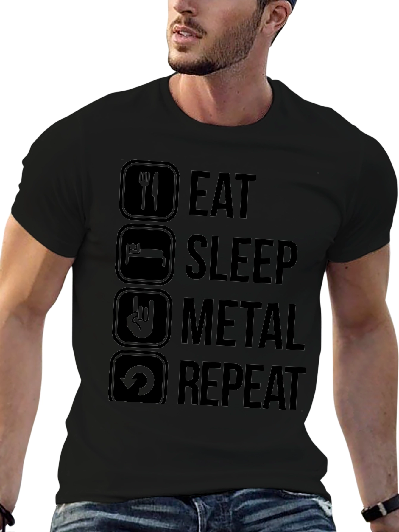 Eat Sleep Metal Repeat Black T-Shirt