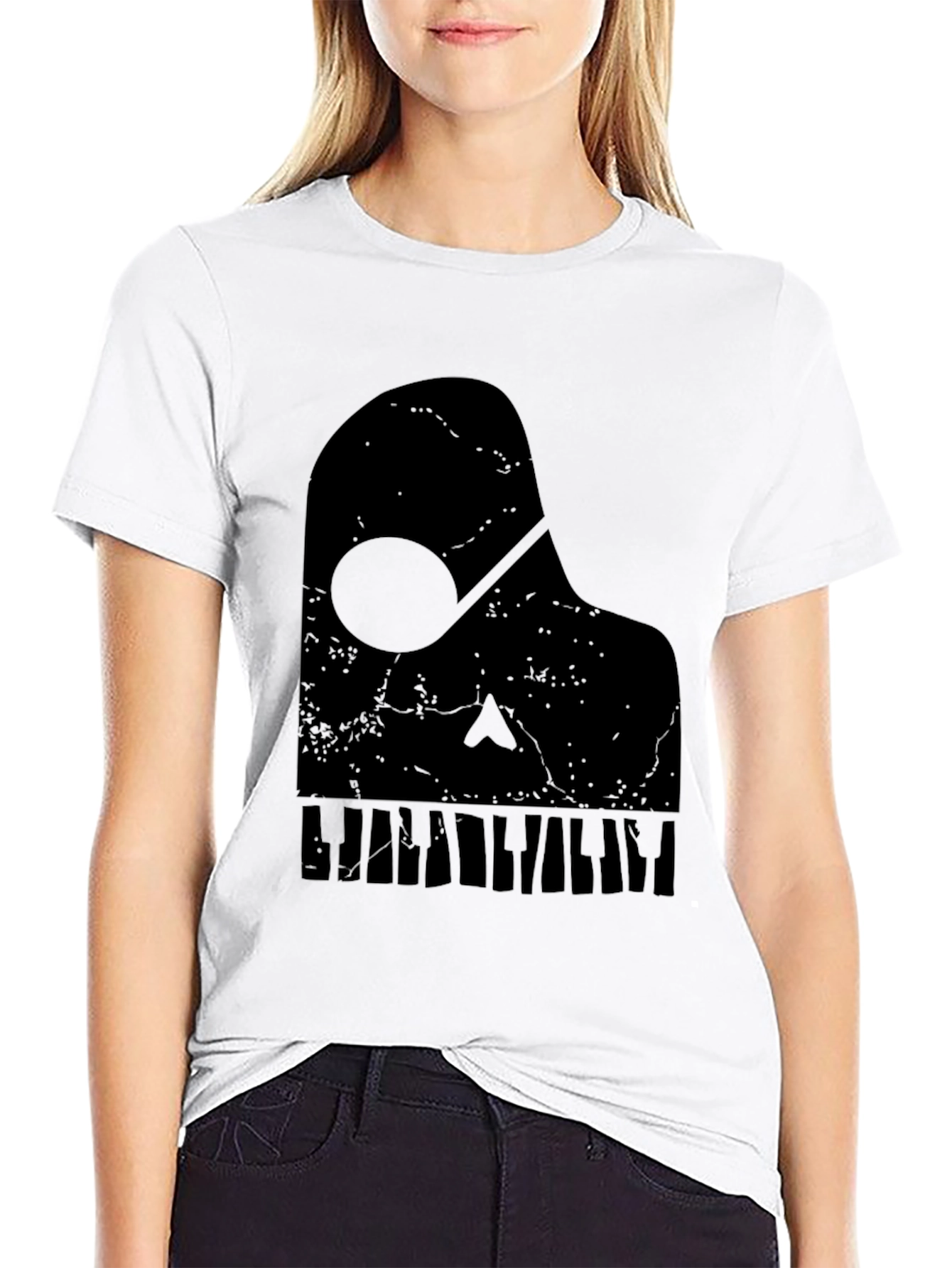 Piano Note Graphic Tee - Black