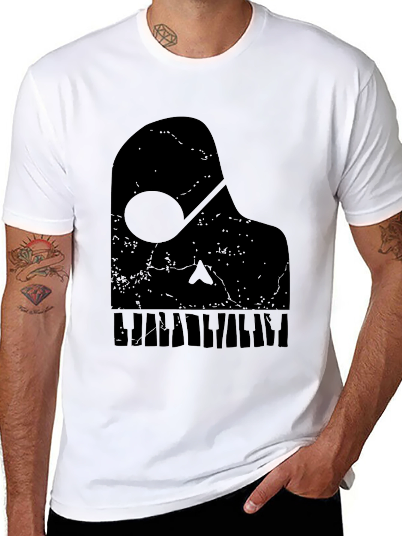 Piano Note Graphic Tee - Black