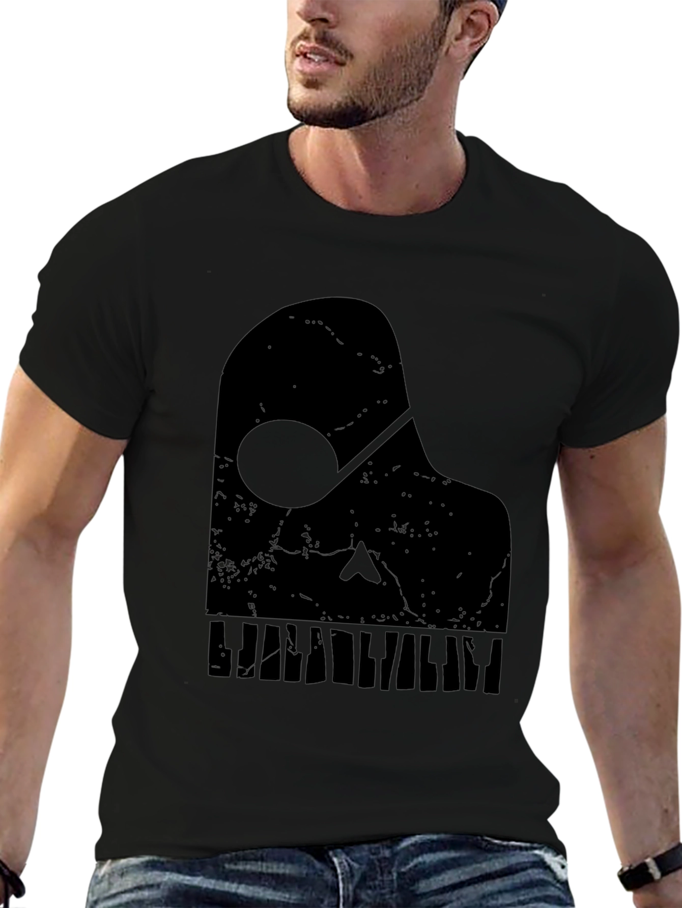 Piano Note Graphic Tee - Black
