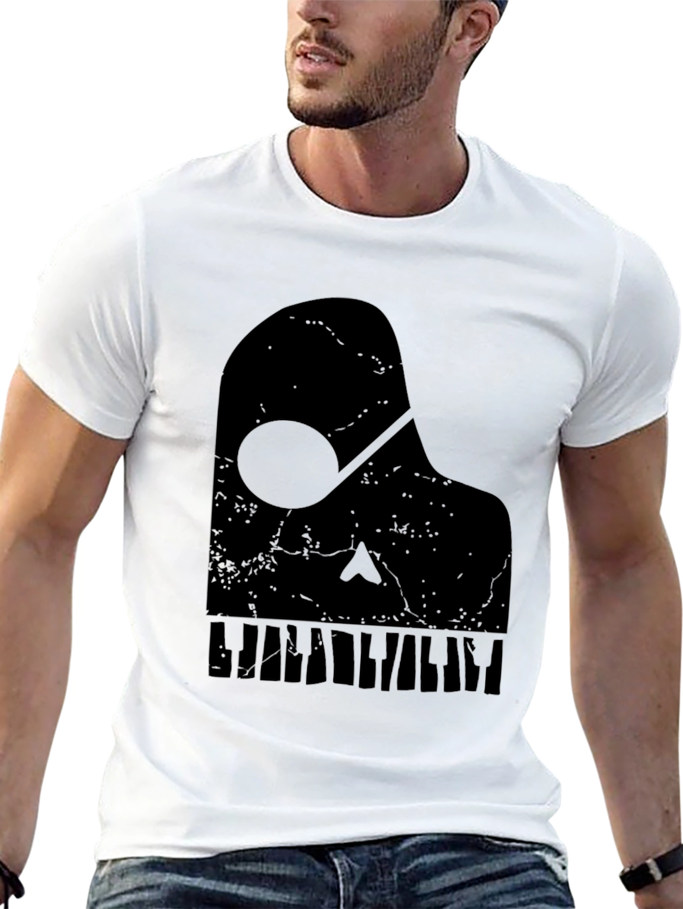 Piano Note Graphic Tee - Black