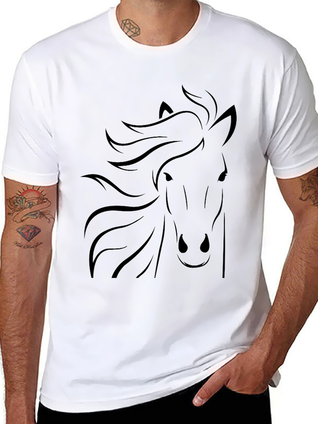 Black Horse Graphic Tee - Stylish Unisex T-Shirt