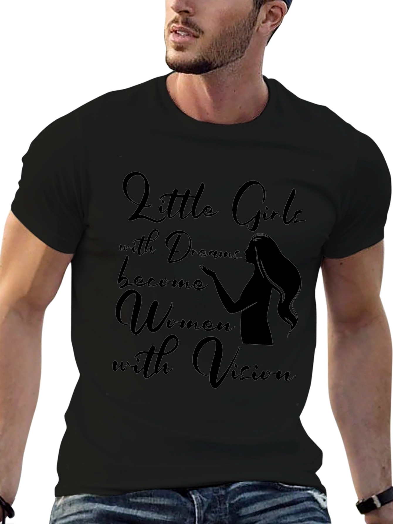 Little Girls Women with Vision Black T-Shirt