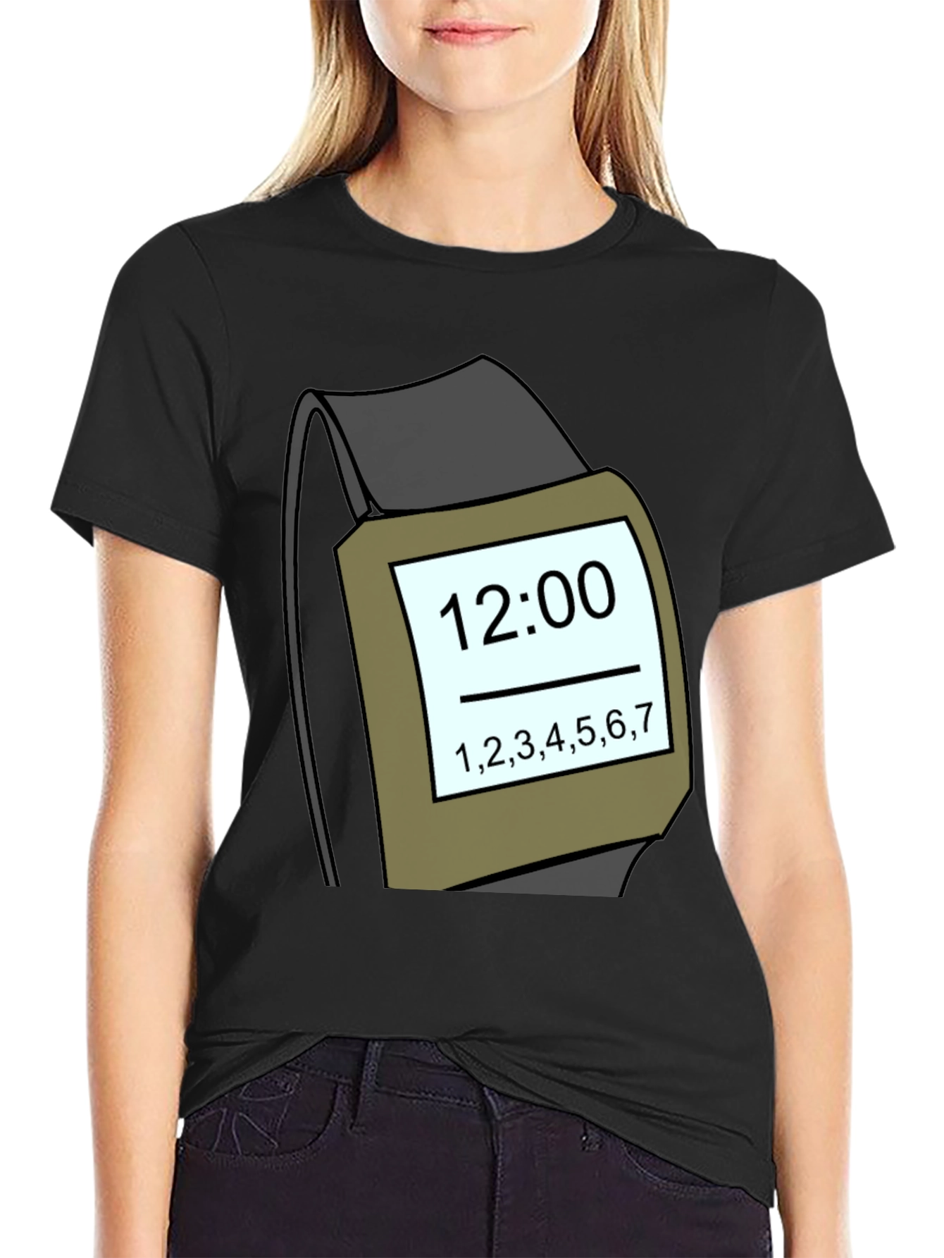 Funny Smartwatch Graphic Tee - Time Display T-Shirt